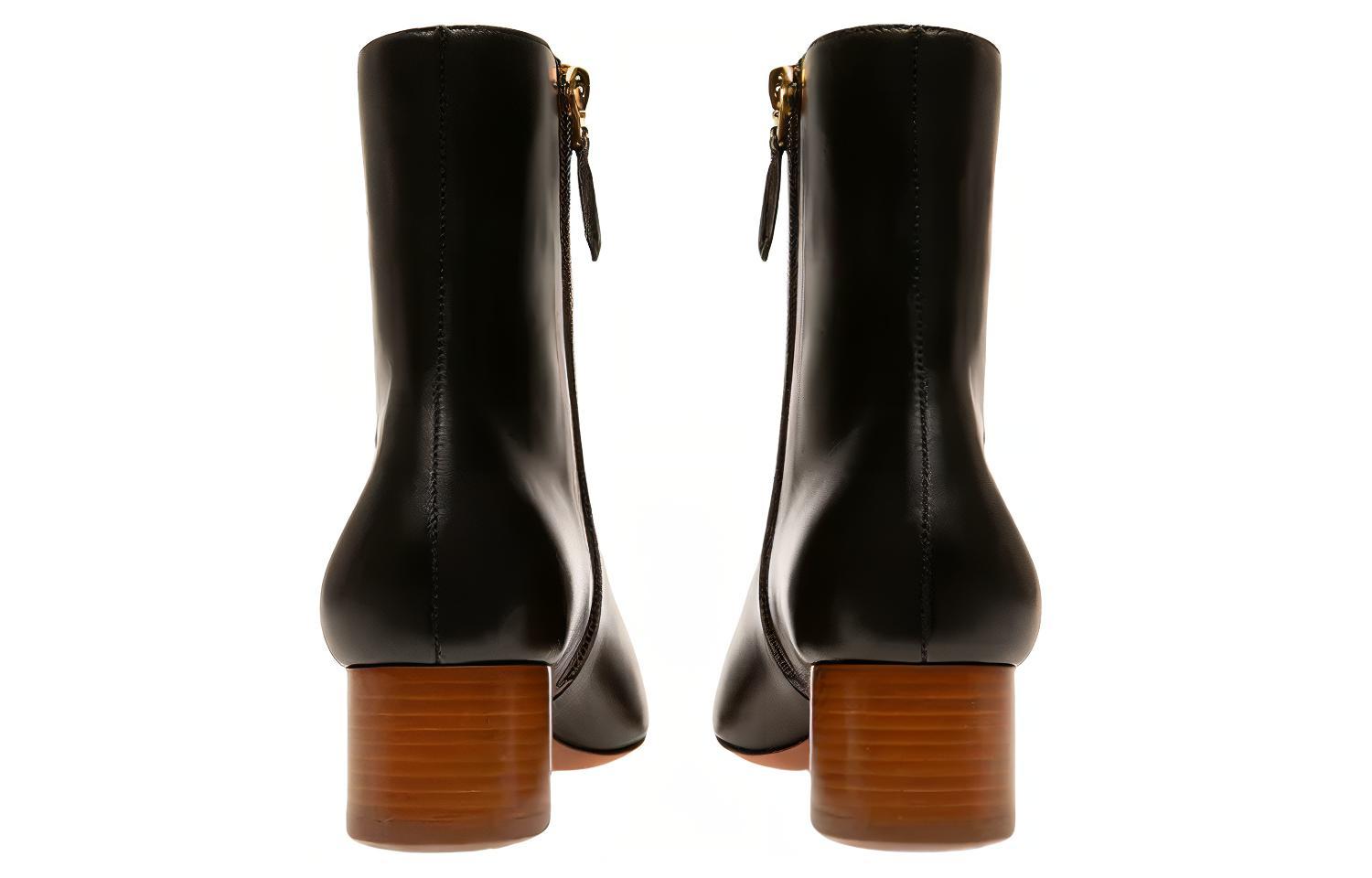 Shop BALLY巴利 Glenda 皮革粗跟短靴 女款 黑色