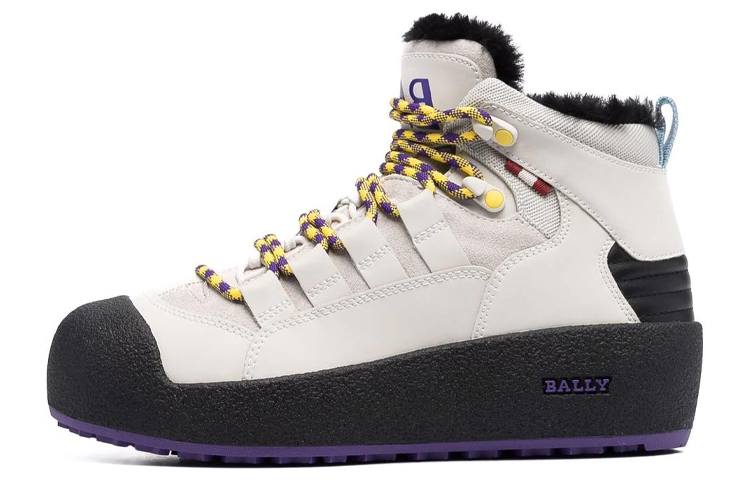 (W) BALLY High-Top Sneaker 'Logo Print White Fleece-Lined'