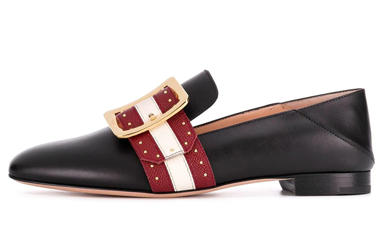 Buy (W) BALLY Janelle Mocasín 'Negro Blanco Rojo' 6228191
