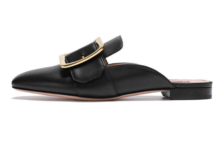 (W) BALLY Janesse 450 'Simple Casual Black Leather Pointed Fashion Slide'