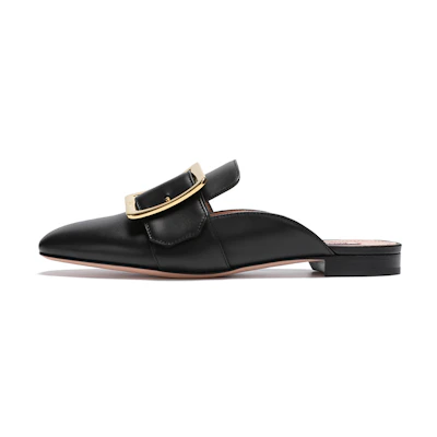 (W) BALLY Janesse 450 'Simple Casual Black Leather Pointed Fashion Slide'