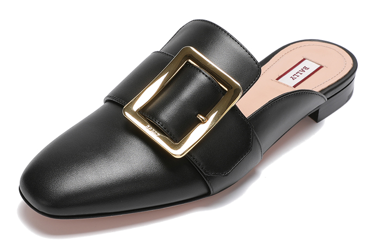 (W) BALLY Janesse 450 'Simple Casual Black Leather Pointed Fashion Slide' 圖 2