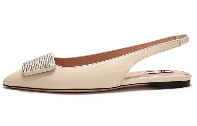 (Women) BALLY Lambskin Flat Sandals 'Bone White' 6231039