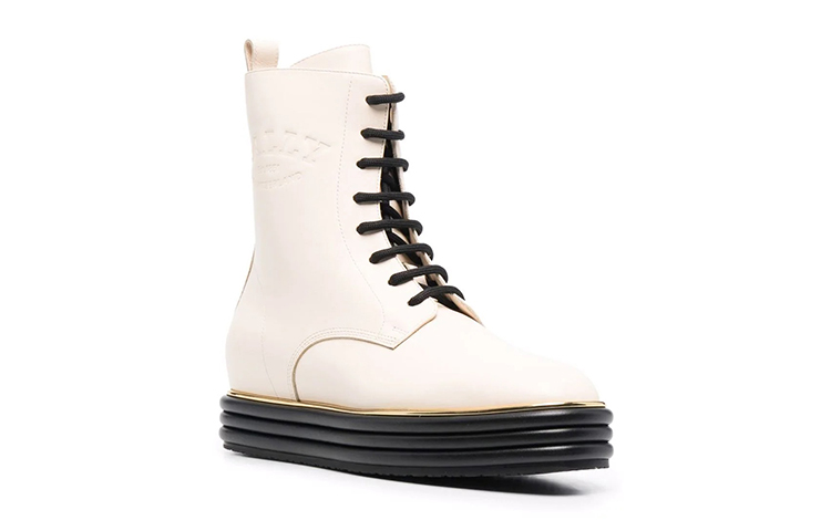 Order BALLY 保暖包裹性系帶皮革短靴 女款 白色