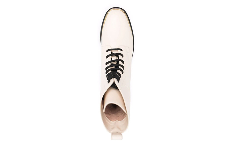 Shop BALLY 保暖包裹性系帶皮革短靴 女款 白色