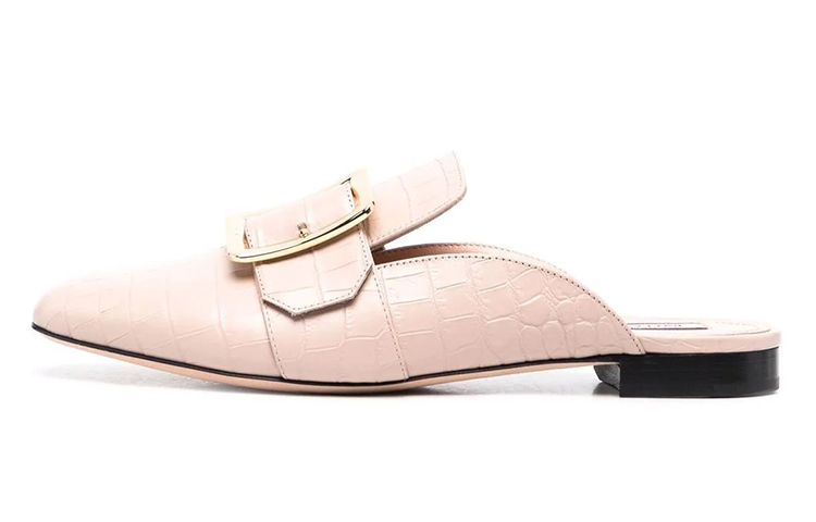 (W) BALLY Leather Buckle 'Fashion Versatile Pink Flats'