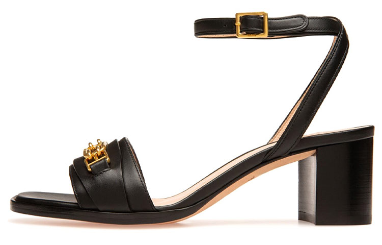 (Women) BALLY Leather Buckle Block Heel 'Black' 6238188