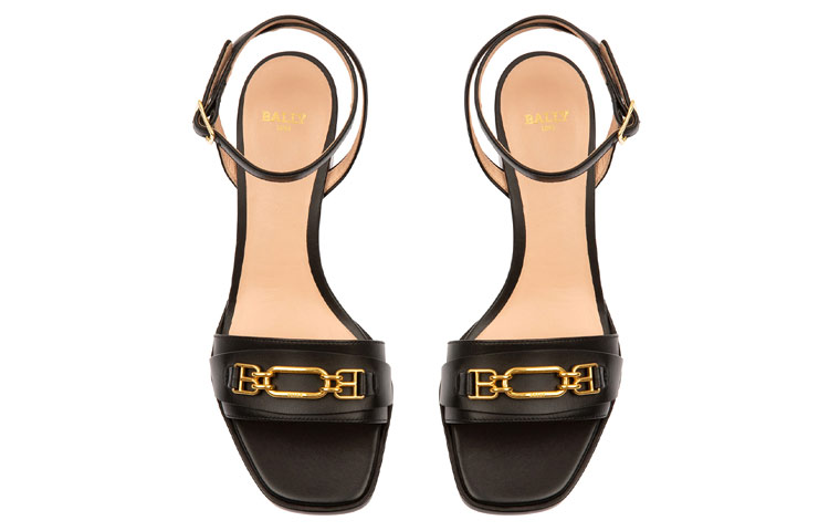 Lookbook (W) バリー レザーバックル ブロックヒール (黒) 6238188