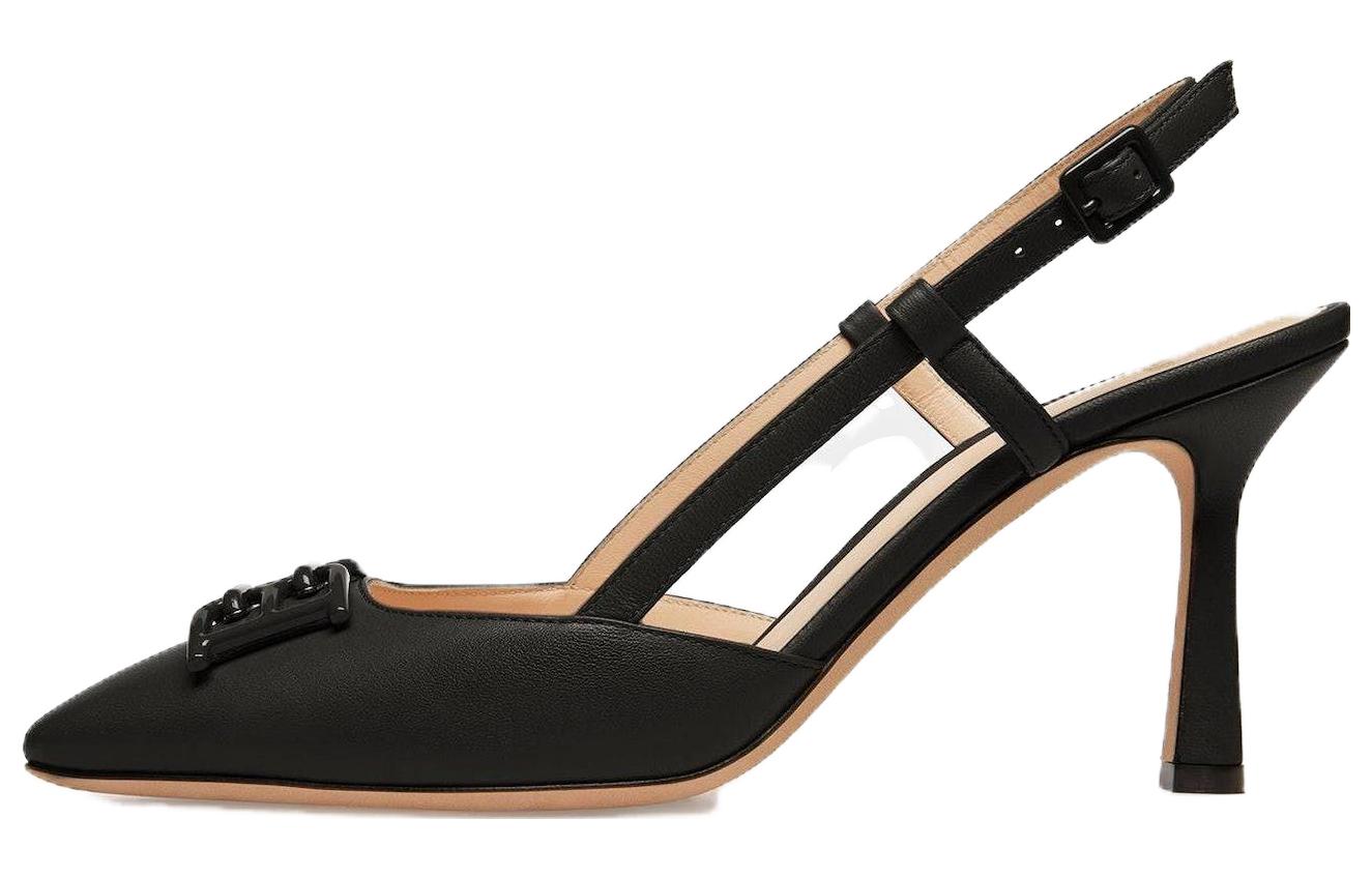 (Women) BALLY Leather Buckle Fashion 'Black Kitten Heel' 6302867