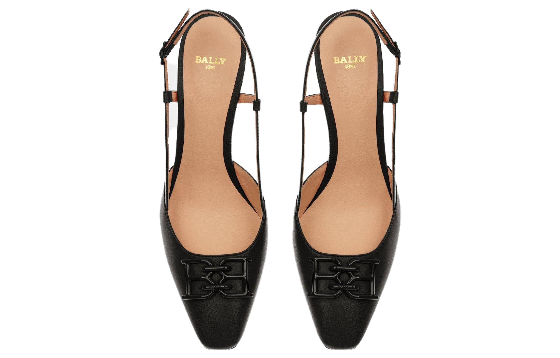 Order (W) BALLY Sepatu Hak Kucing Hitam Kulit Gesper Fashion 6302867