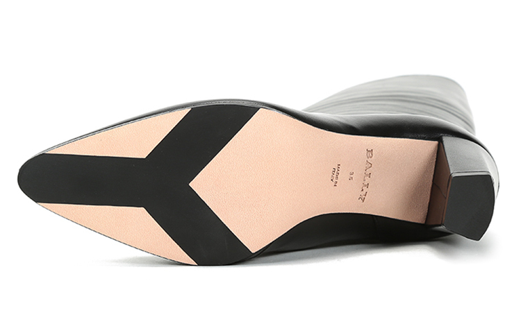 (W) BALLY Leather Fashion Pointed High-Top Boots 'Black' 圖 6