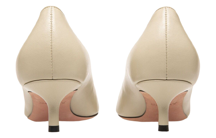 Shop BALLY巴利 皮革 時尚套腳 細跟 中低跟鞋 女款 米色