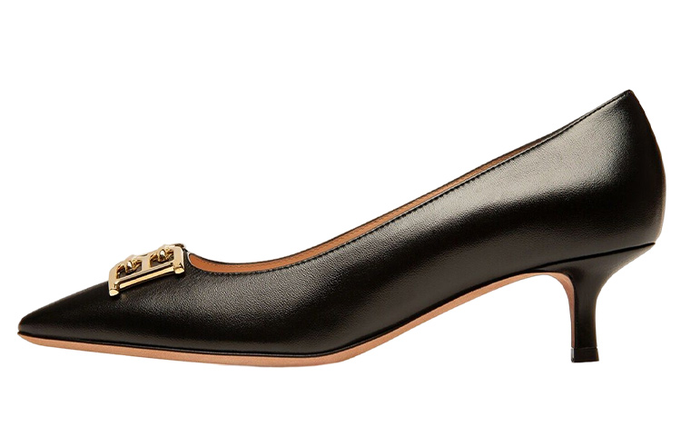 (Women) BALLY Leather Fashion Slip-On 'Black Kitten Heel' 6301720