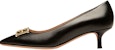 (W) BALLY Kasut Kulit Slip-On 'Black Kitten Heel' 6301720