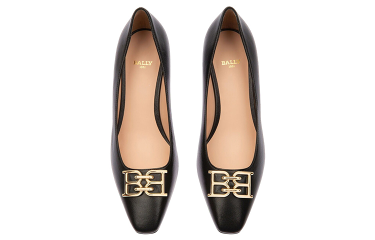 Lookbook (W) BALLY Zapatos de Cuero Estilo Slip-On 'Tacón Negro de Gatito' 6301720
