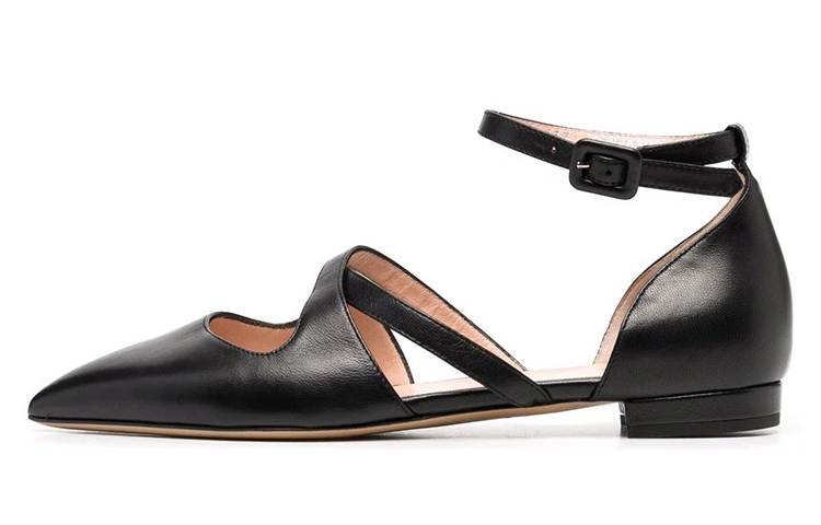 (Women) BALLY Leather Flat 'Black Cut-Out' 6234084