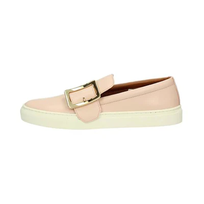 (W) BALLY Leather Flat 'Pink Buckle'