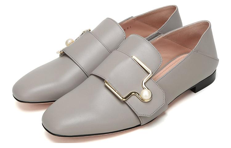 (W) BALLY Leather Flats 'Grey Pearl Buckle' 圖 3