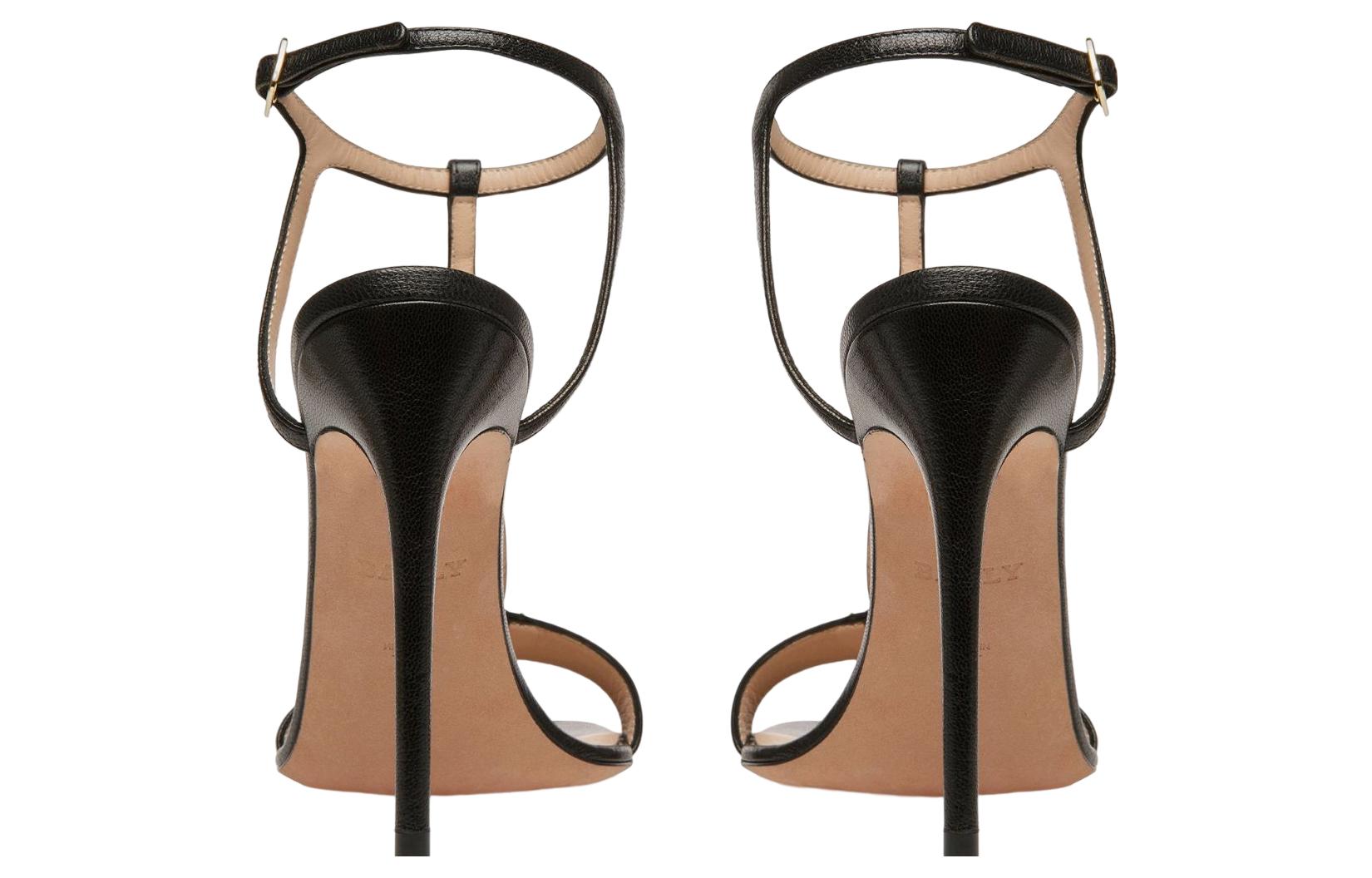 Shop (W) BALLY Sandalias Tacón Alto de Cuero con Hebilla 'Moda Negra' 6303040