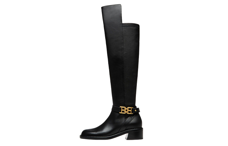 Buy BALLY巴利 皮革 時尚 粗跟 高筒靴 女款 黑色