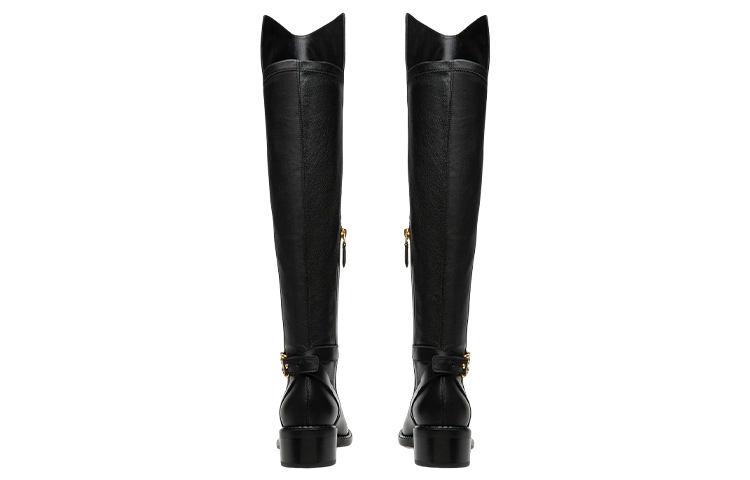 Lookbook (W) BALLY Sepatu Bot Tinggi Kulit 'Fashion Tumit Tebal Hitam' 6301561