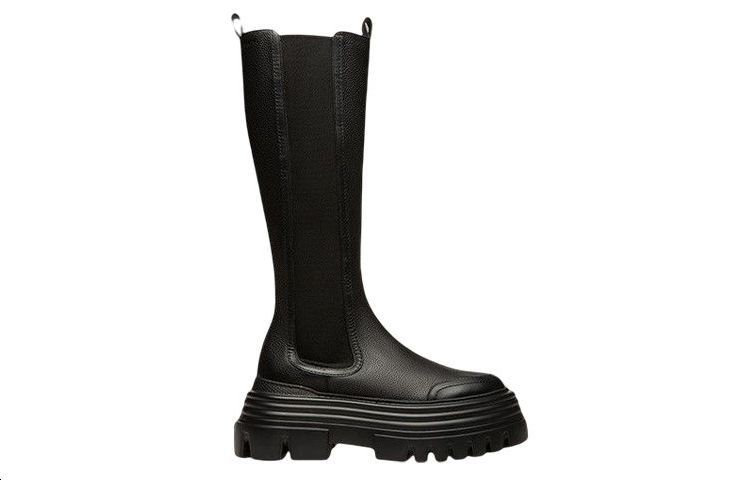 Order (W) 발리 블랙 패션 가죽 하이탑 첼시 부츠 6301645