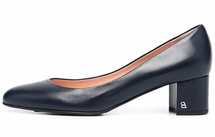 (Women) BALLY Leather High Heel 'Deep Blue Fashion Slip-On' 6227677