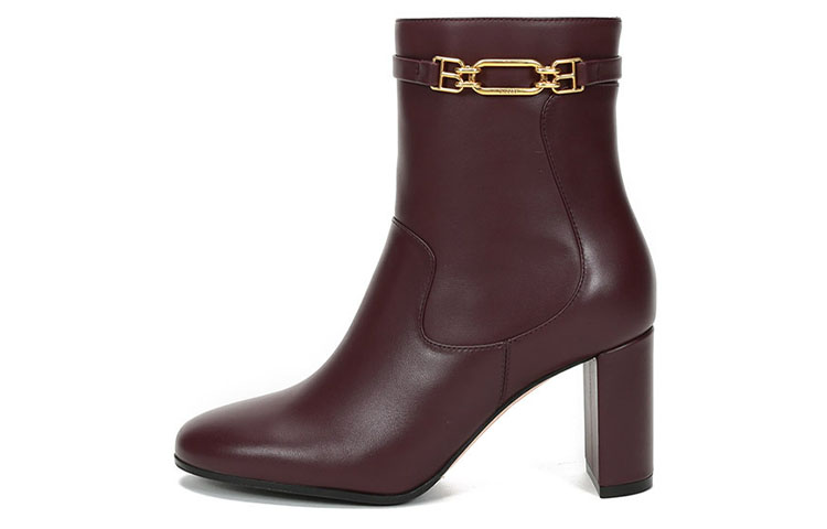 (W) BALLY Leather High-Heel Ankle Boot 'Burgundy'
