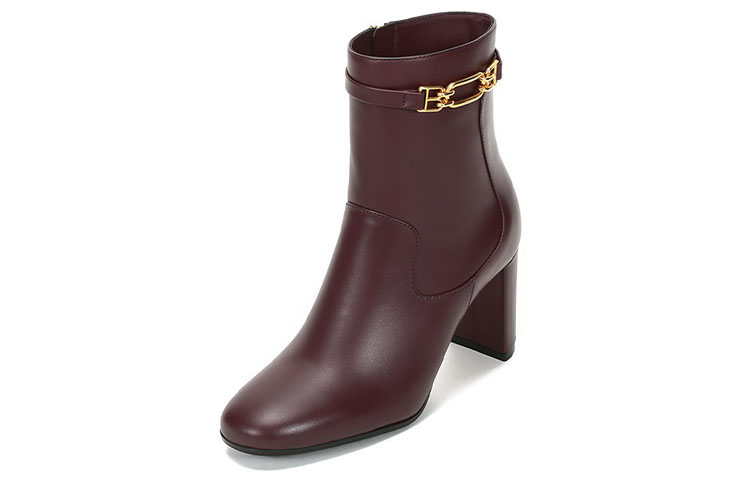 (W) BALLY Leather High-Heel Ankle Boot 'Burgundy' 圖 2