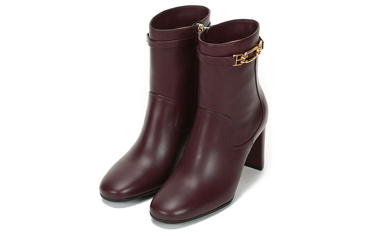 (W) BALLY Leather High-Heel Ankle Boot 'Burgundy' 圖 3
