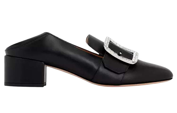 Order (W) BALLY Kulit Tumit Tinggi 'Slip-On Fesyen Hitam' 6231114