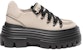 (W) BALLY Leather Lace-Up Platform 'Ghost White' Kulit Putih Platform Kasut. 6301916