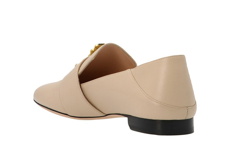 (W) BALLY Leather Loafers 'Beige with Metallic Buckle' 圖 2