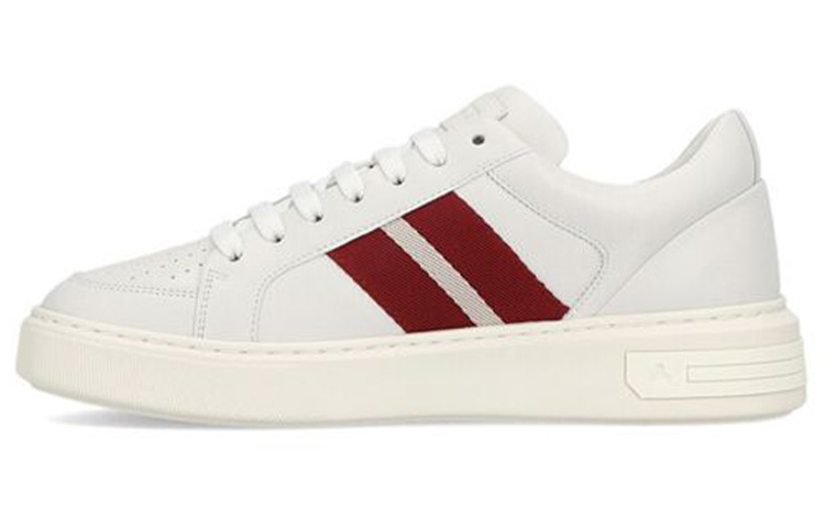 (Women) BALLY Leather Low-Top Lace-Up 'White Red' 6303437