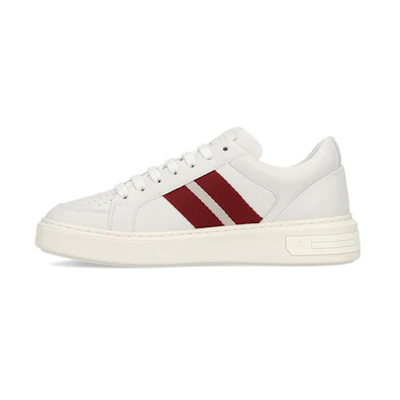 (W) BALLY Leather Low-Top Lace-Up 'White Red'