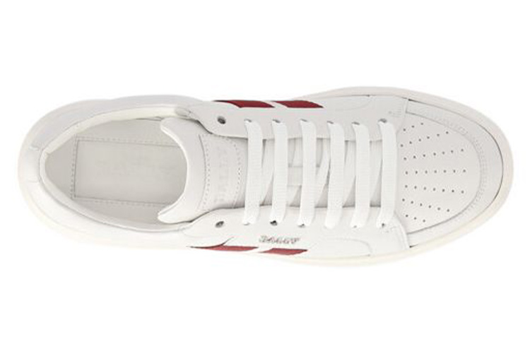Order (W) BALLY Zapatillas de Cuero Blancas y Rojas de Caña Baja con Cordones 6303437