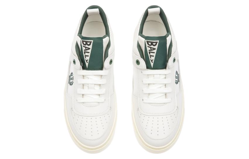 Order (W) BALLY 绿色和白色皮革低帮系带运动鞋 6304789