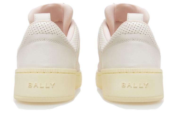 Shop BALLY巴利 皮革 圓頭繫帶 低幫 板鞋 女款 粉白色