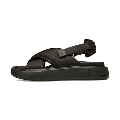 (W) BALLY Leather Nylon Open Toe Flat Sandals 'Black'