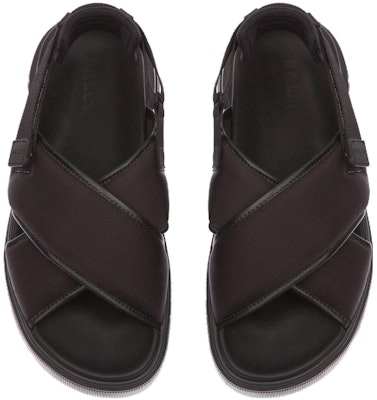 (Women) BALLY Leather Nylon Open Toe Flat Sandals 'Black' 6302868 Order (Women) BALLY Leather Nylon Open Toe Flat Sandals 'Black' 6302868