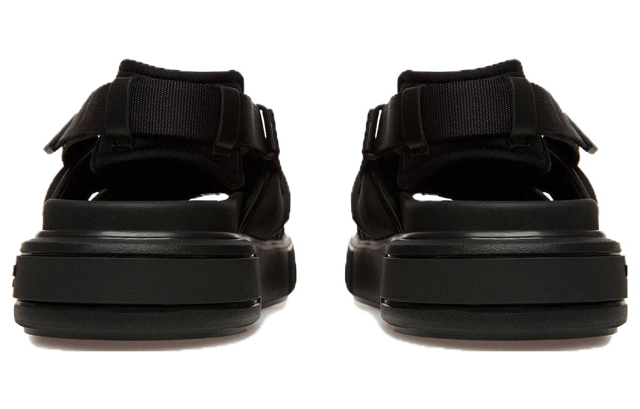 Lookbook (W) バリー レザーナイロンオープントゥフラットサンダル (黒) 6302868