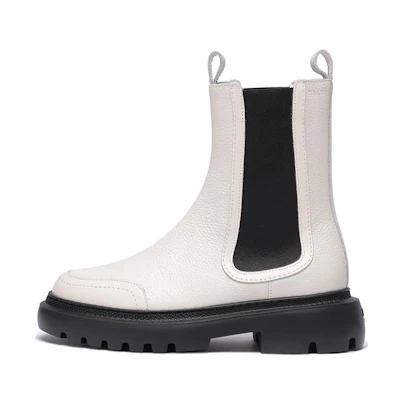 (W) BALLY Leather Platform Chelsea Boot 'White'