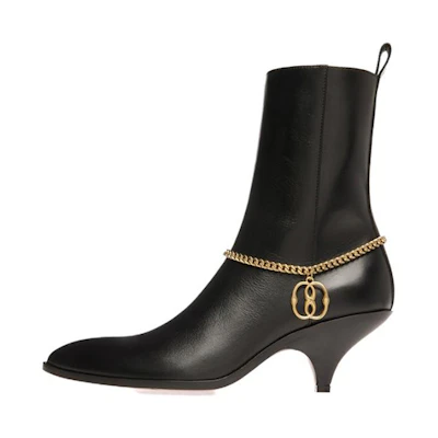 (W) BALLY Leather Pointed Toe Zip Ankle Boot 'Black'