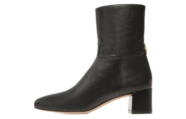 (Women) BALLY Leather Round-Toe Block Heel Zip-Up Ankle Boots 'Black' 6304591