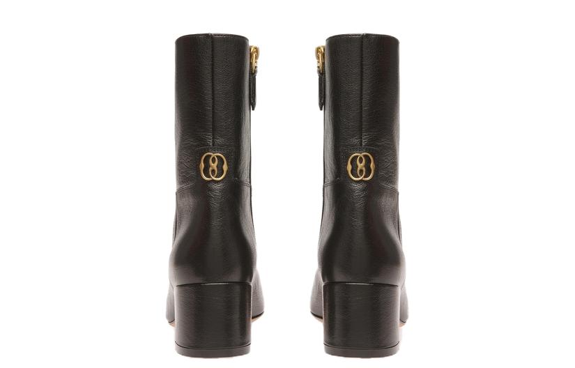 Shop (W) BALLY But Kulit Hujung Bulat Tumit Blok Zip-Up Buku Lali 'Hitam' 6304591