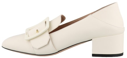(Women) BALLY Leather Round-Toe Fashion 'Chunky Heel - White' 6231118 (Women) BALLY Leather Round-Toe Fashion 'Chunky Heel - White' 6231118