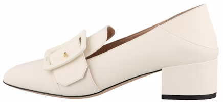 (Women) BALLY Leather Round-Toe Fashion 'Chunky Heel - White' 6231118 (Women) BALLY Leather Round-Toe Fashion 'Chunky Heel - White' 6231118