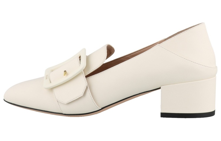Buy (W) BALLY Zapatos de Cuero Punta Redonda Tacón Grueso Blanco Moda 6231118