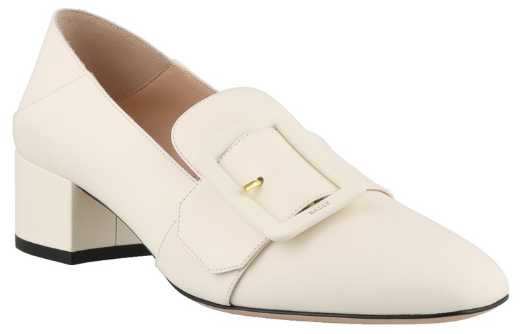 Lookbook (W) BALLY Zapatos de Cuero Punta Redonda Tacón Grueso Blanco Moda 6231118