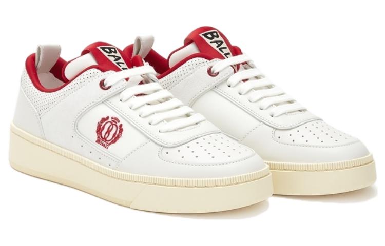 (W) BALLY Leather Round-Toe Low-Top Sneaker 'White Red' 圖 2